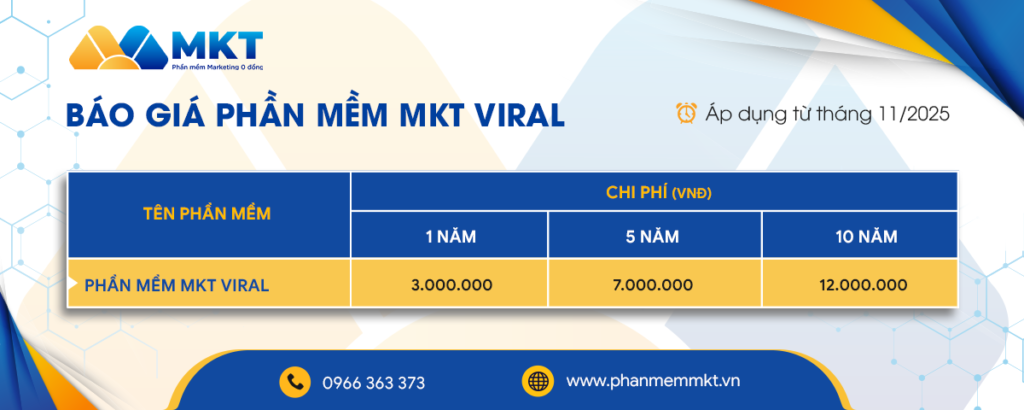 Bảng giá Phần mềm MKT Viral