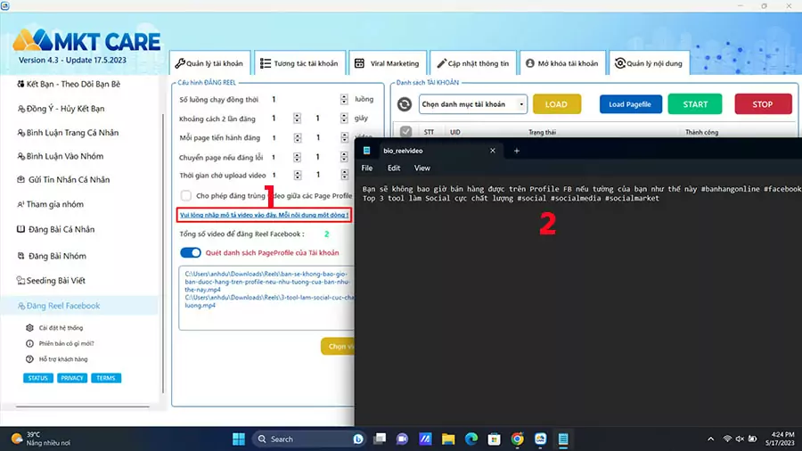Cách đăng reels trên Facebook bằng máy tính  bằng MKT Care