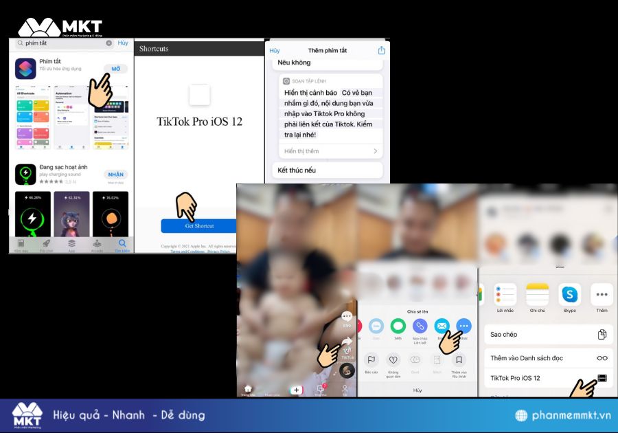 Cách tải video tiktok không có nút lưu bằng phím tắt ShortCut 