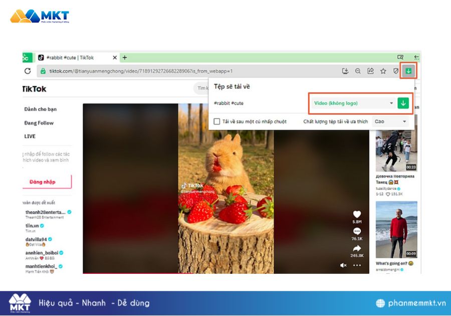 Trình duyệt Cốc cốc hỗ trợ tải video TikTok
