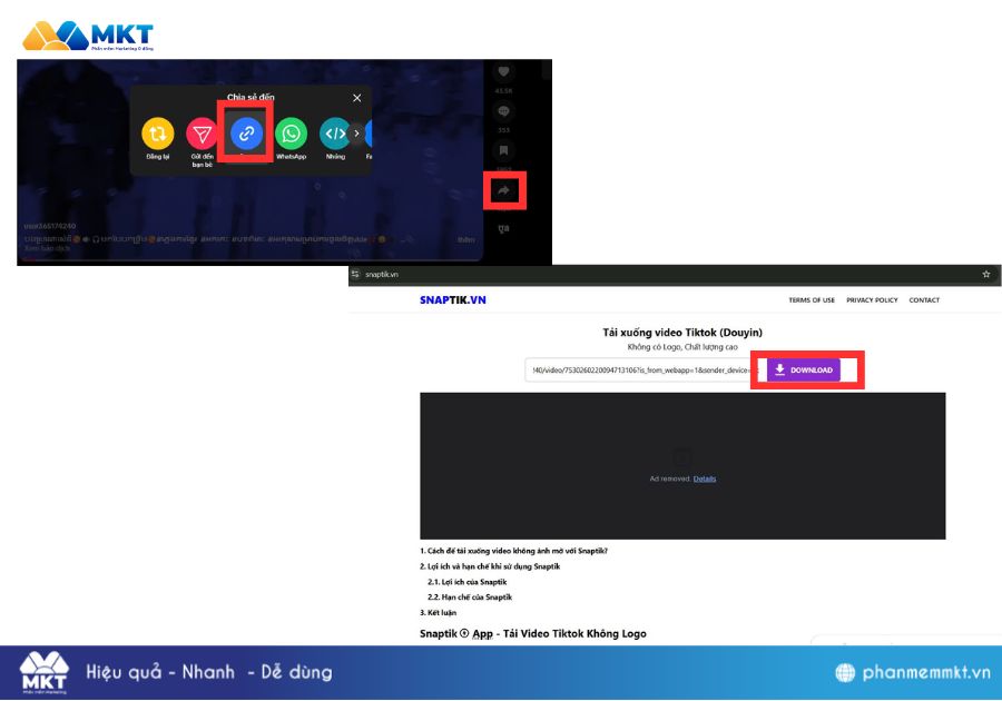Snaptik giúp tải video TikTok không có nút lưu