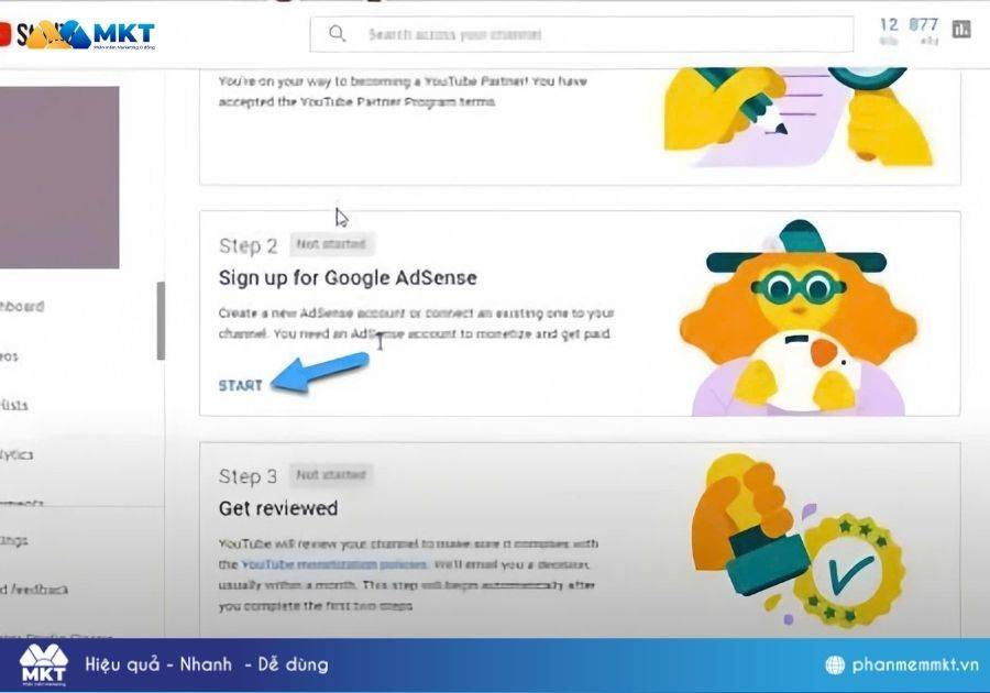 tạo tài khoản Adsense YouTube