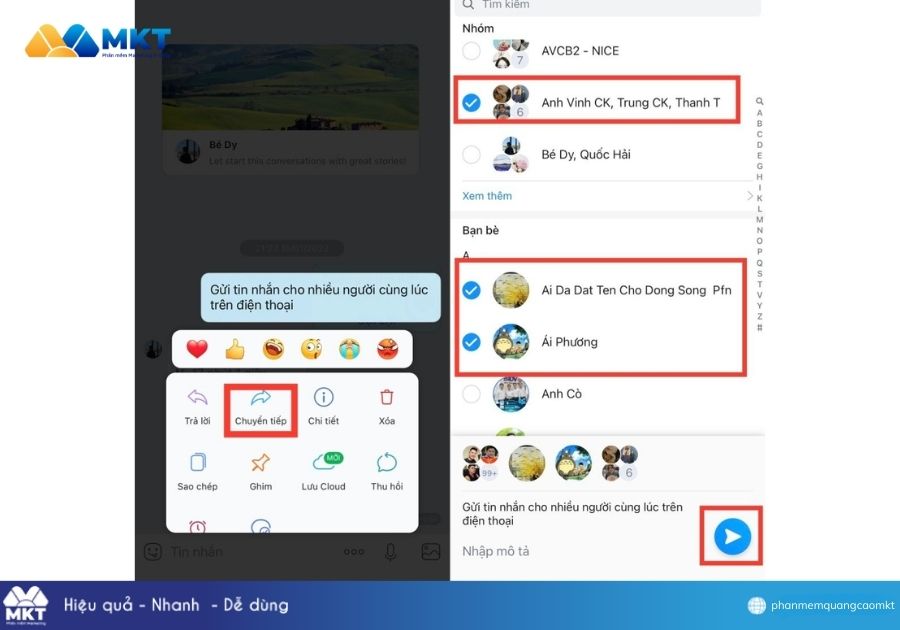 Cách gửi tin nhắn hàng loạt trên Zalo​